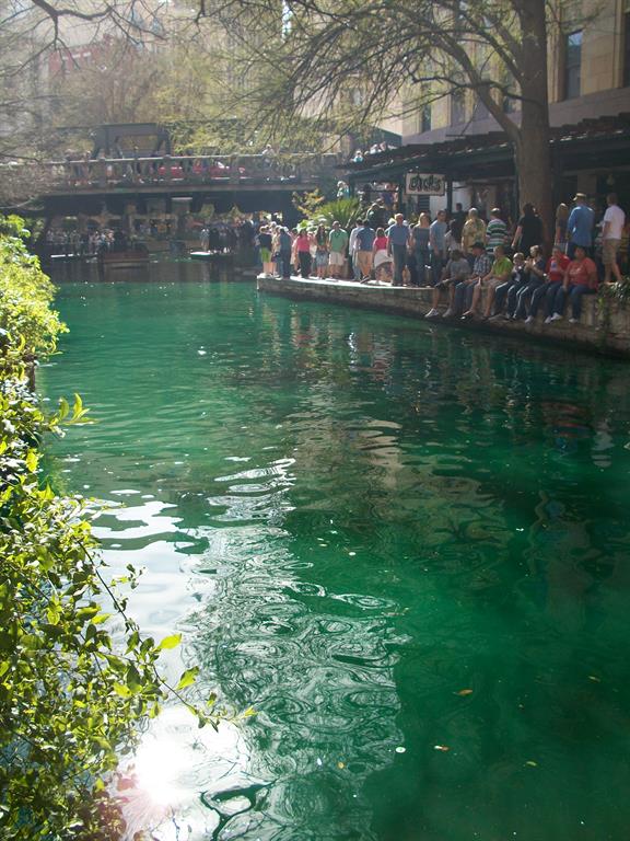 San Antonio River Walk on St. Patrick's Day